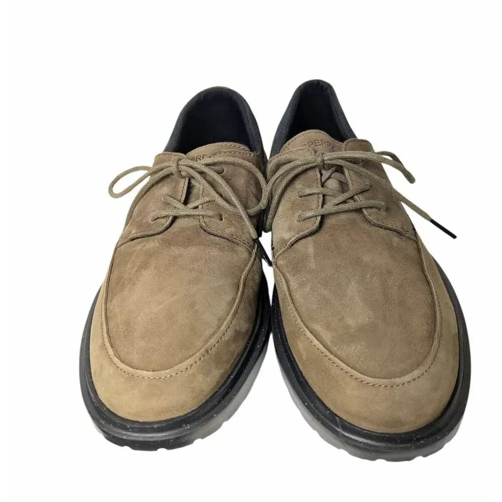 Sperry Topsider Cabo II olive brown leather oxford lace up shoe mens 11.5